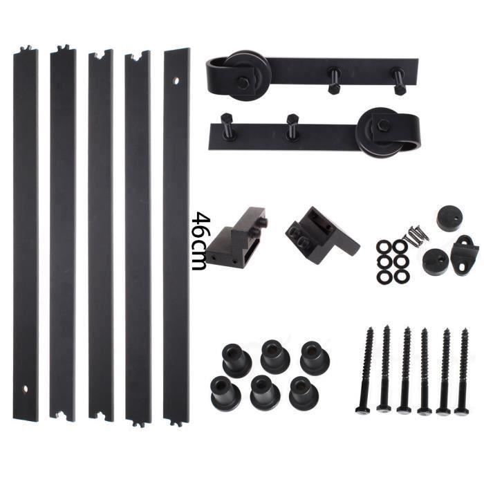 Kit de Porte Coulissante Poulie de Rail Suspendu en Bois pour Portes Intérieures Coulissantes Cloisons Grange Armoire Hardware 2.3M