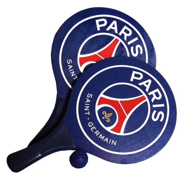 PSG - Set Raquettes de plage sous Licence Officielle - Manche en plastique - 2 lots : raquette et balle - Dimension : 33 x 18,3 cm