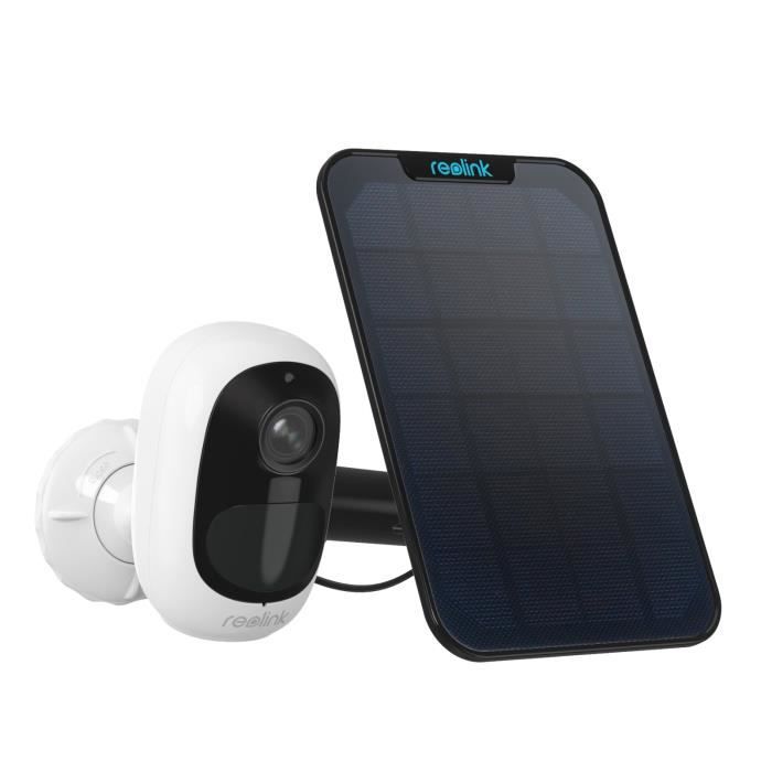 Reolink Caméra Surveillance WiFi sur Batterie Exterieure Camera Solaire sans Fil avec Time Lapse PIR, Argus 2E + Panneau Solaire