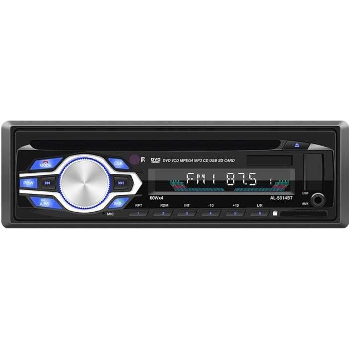 Autoradio Voiture Stéréo Mains Libres Bluetooth pour voiture Radio FM Lecteur MP3 Lecteur/CD Bluetooth/USB 12/24V avec télécommande