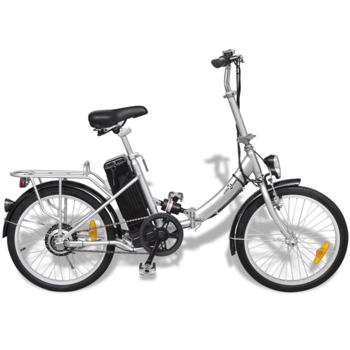 Vélo électrique pliable et pile lithium-ion Alliage d'aluminium Argent