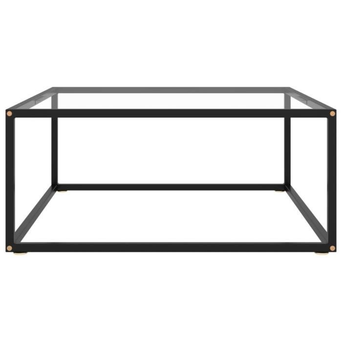 Zhihushop - Tables basses-Table à thé noire - avec verre trempé - 80x80x35 cm - Noir et transparent