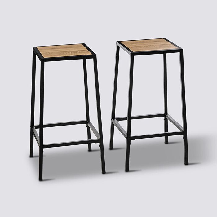 Lot de 2 tabourets de bar tabouret hauts en bois coloris naturel et fer noir - longueur 32 x Profondeur 32 x Hauteur 71 50 cm Lot de 2 tabourets de bar tabouret hauts en bois coloris naturel et fer noir - longueur 32 x Profondeur 32 x Hauteur 71 50 cm