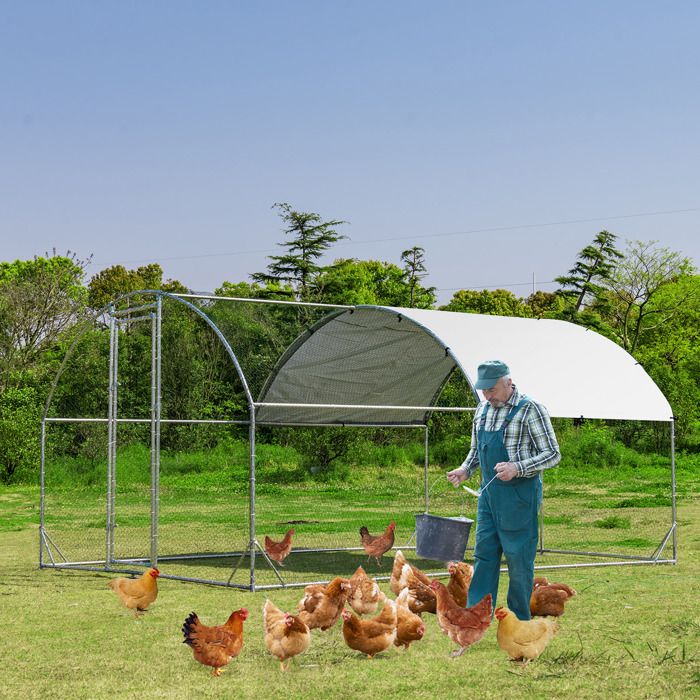 Meilleurs prix pour COSTWAY Poulailler en Métal avec Dôme, Cage à Lapins avec Housse Imperméable & Protection Solaire, Cage à Canards pour Jardin Ferme