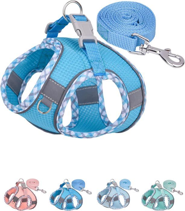 Comparer les prix de Harnais pour chien de petite et moyenne taille sans traction ensemble harnais et laisse pour chiot harnais (Bule S)