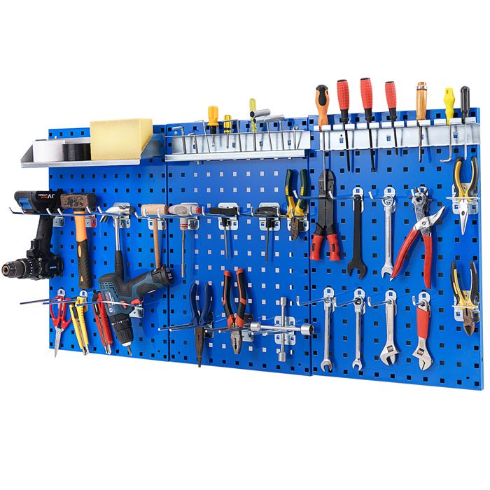 3 Panneaux Perforé Mural 120 x 60 x 2 cm COSTWAY-Rangement dOutils en Métal-28 Accessoires de Suspension-Crochets Etagères-Bleu 3 Panneaux Perforé Mural 120 x 60 x 2 cm COSTWAY-Rangement dOutils en Métal-28 Accessoires de Suspension-Crochets Etagères-Bleu