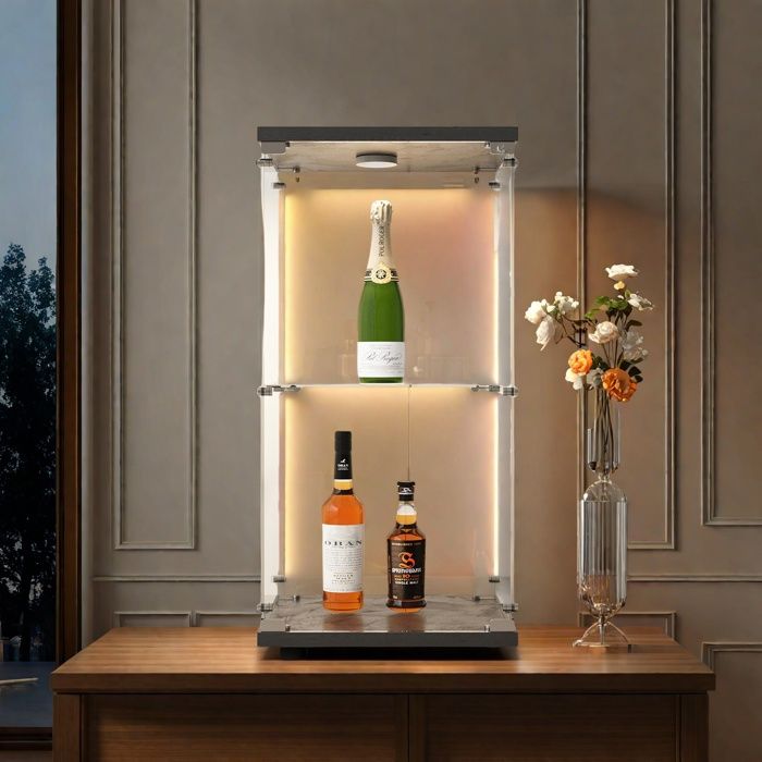 Vitrine D'exposition En Verre Avec éclairage LED - Dimensions H181 X L40 X P40 Cm - Pour Collections, Figurines - Neuf