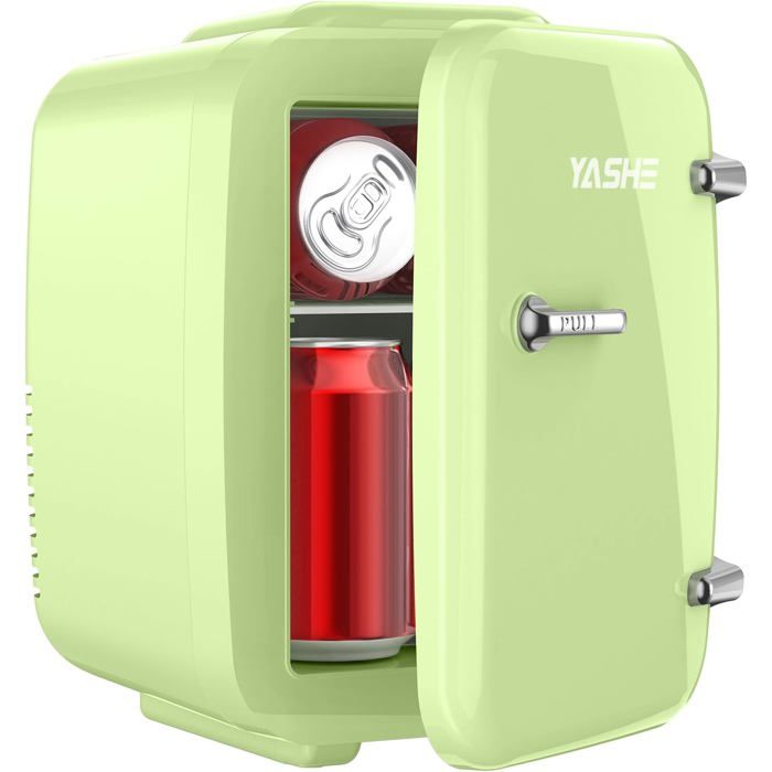 Mini Frigo YASHE 4 Litres 6 Canettes - Thermoélectrique CA/CC Blanc Pour Chambre, Bureau, Voiture
