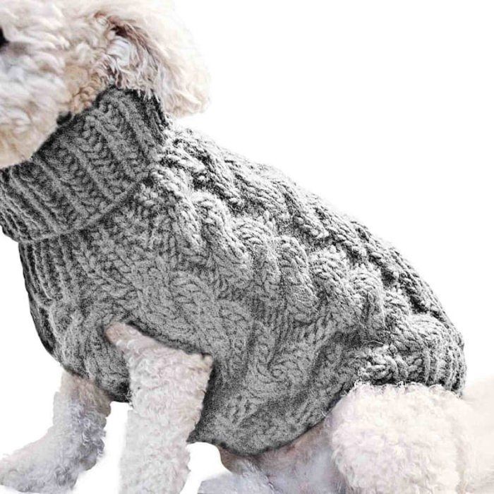 Meilleurs prix pour Pull pour chien/chat - 1 pièce col roulé tricot chaud - Gris taille L - Convient pour automne hiver Étiquette