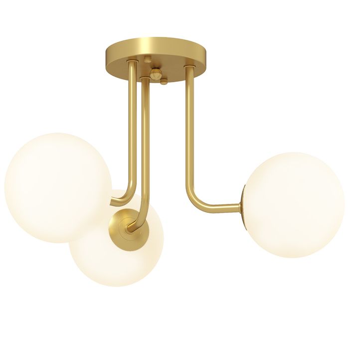 Plafonnier LED - HOMCOM - 3 lumières avec douilles G9 abat-jour globe - métal et plastique - 42 x 42 x 265 cm - doré