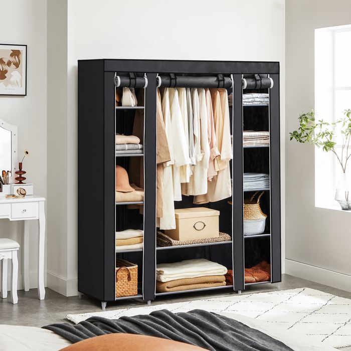 SOngMICs Armoire de rangement en Tissu Penderie avec Housse Placard Garde-robe 45 x 150 x 175 cm 12 Compartiments Cadre en