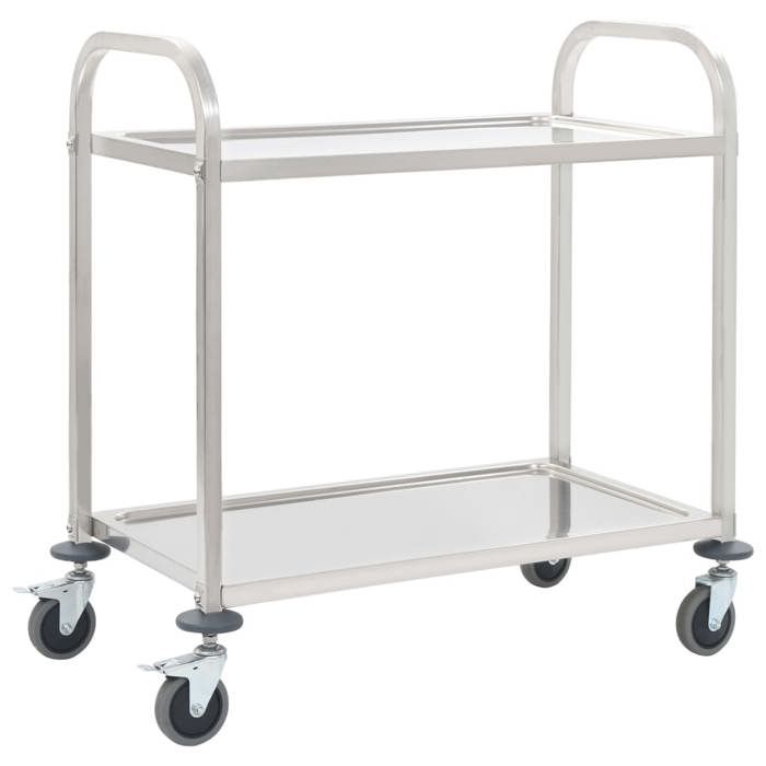Chariot de cuisine - vidaXL - 2 niveaux - Acier inoxydable - 95x45x83 5 cm - Argenté
