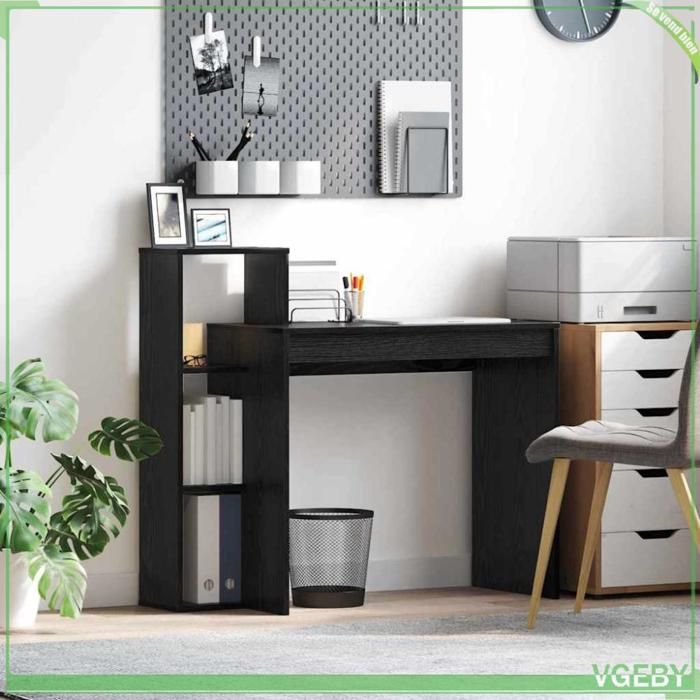 Bureau - ABI - Chêne noir - 100 x 40 x 90 cm - Bois dingénierie - Durable avec étagères