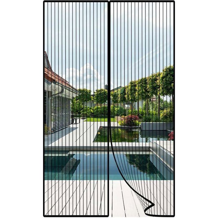 Moustiquaire porte magnétique - MICH - 120x220 cm - Noir - Fermeture automatique - 30 aimants puissants