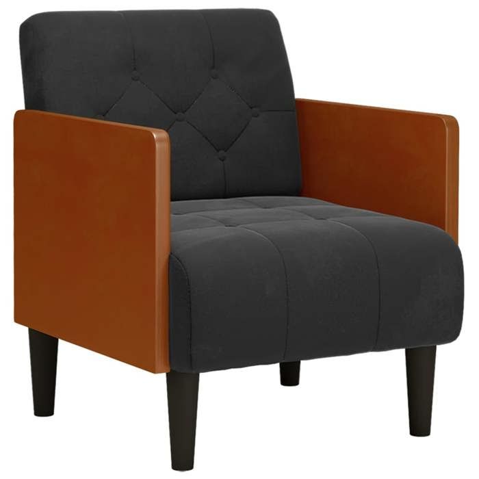 NEUF 2026 CHIC Chaise simple SWEETY Fauteuil de salon 1 PLACE avec accoudoirs noir 55 cm velours FF4750