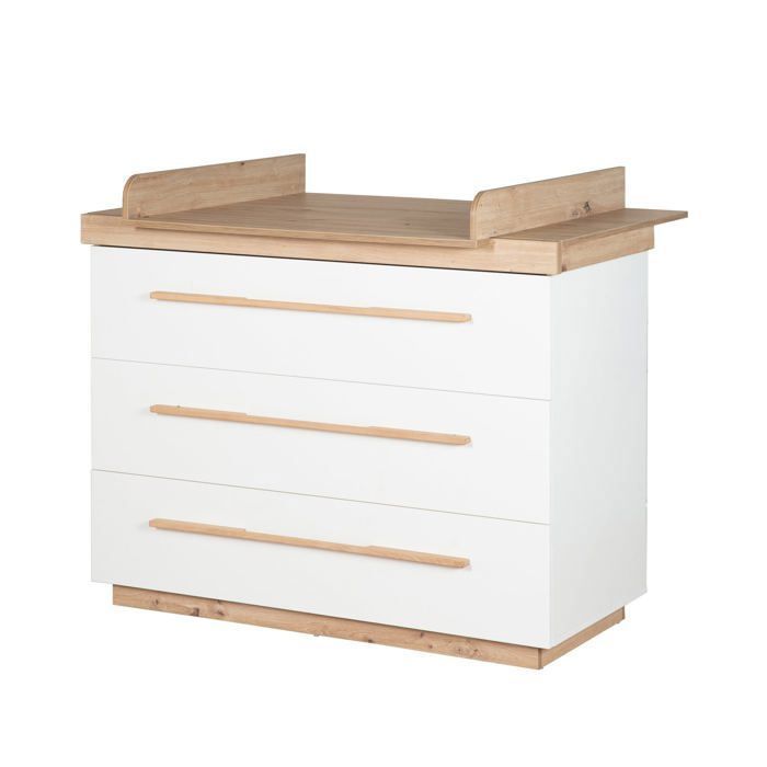 Commode à Langer Évolutive ROBA - Lumo - 3 Tiroirs à Fermeture Douce - Blanc - Chêne Artisan Commode à Langer Évolutive ROBA - Lumo - 3 Tiroirs à Fermeture Douce - Blanc - Chêne Artisan