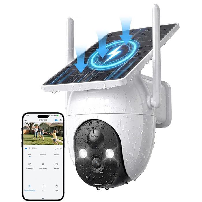 Caméra Surveillance Exterieur sans fil Solaire Elephas® Panneau Solaire BC 2K HD 3MP Détection PIR IP65 pour Jardin Maison
