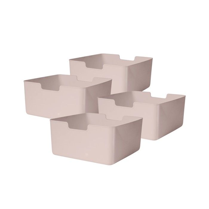 Lot 4 Bacs Rangement - Box and Beyond - 31 x 31 x 15 cm - Plastique Rose - Étagères - Rangement Stockage