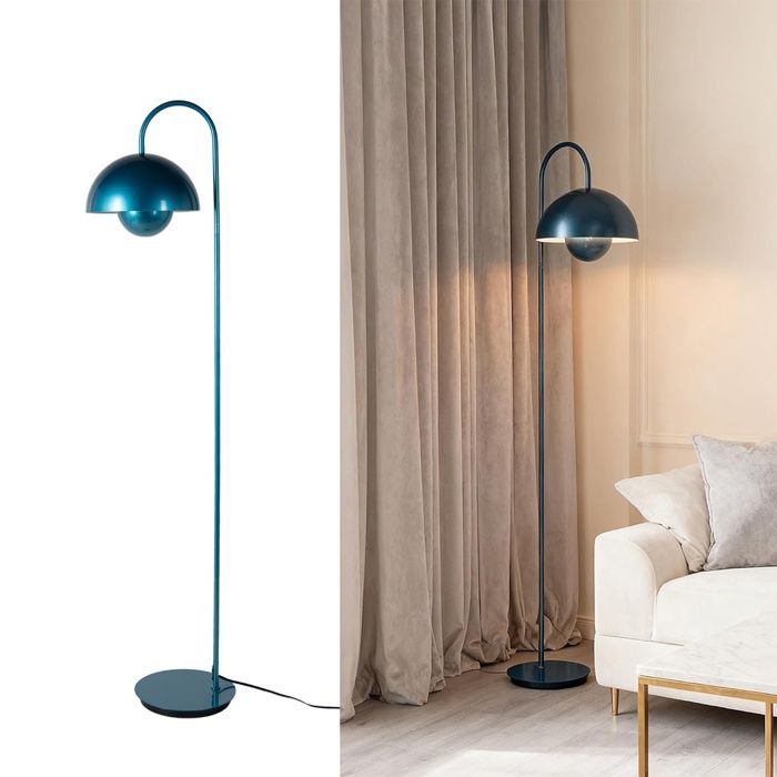 ALPINALUZ Lampadaire forme zêta métal style nordique douille E27 bleu