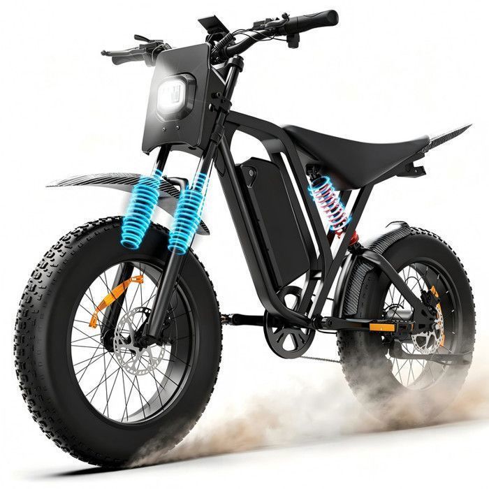 Vélo Électrique 20 R700 Moteur 1500W Batterie Amovible 52V 25Ah Freins Hydrauliques Shimano 7 Vitesses Autonomie 50-60 km