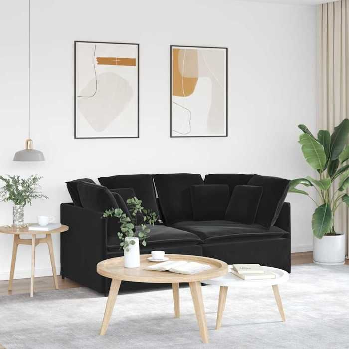 Sofa intérieure moderne vidaXL Canapé modulable avec coussins velours noir(6943）