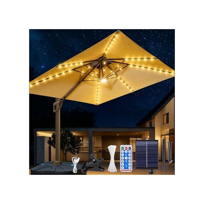 Lumières Solaires de Parapluie Lampes pour Parasol Solaire Guirlande lumineuse Solaire pour Parasol GUIRLANDE LUMINEUSE DEXTERIEU