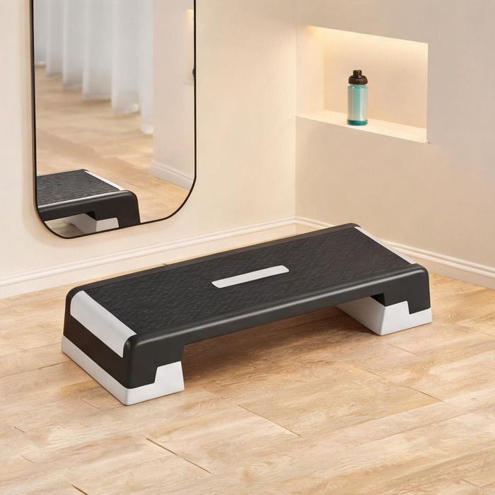 Stepper aérobic 3 hauteurs 15-20-25 cm surface antidérapante polypropylène classic black 100 x 38 cm