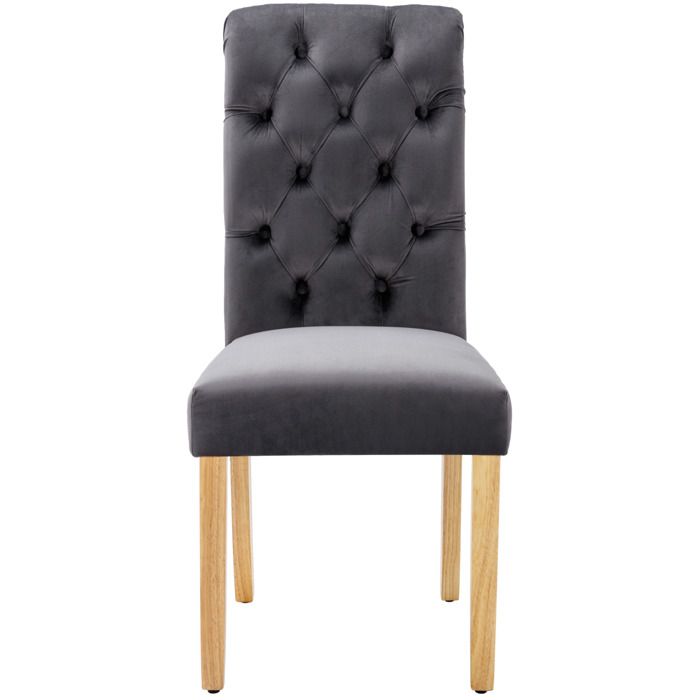 ELVORIN Chaise de salle à manger lot de 6 43 x 63 x 100 cm velours gris dossier capitonné pieds en chêne