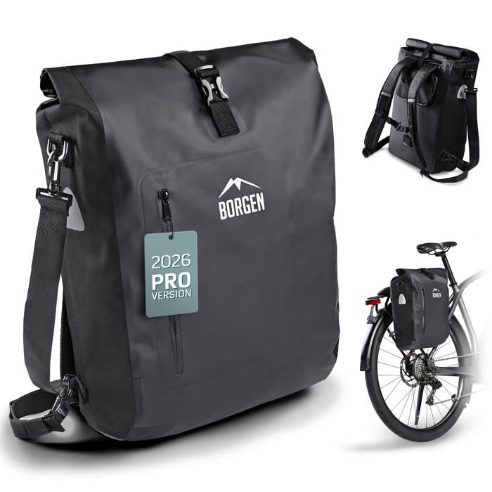 Sacoche de vélo pour Porte-Bagages I 25 L - 100% imperméable - Poignée et bandoulière - Sacoches arrière de vélo sacoches de vélo