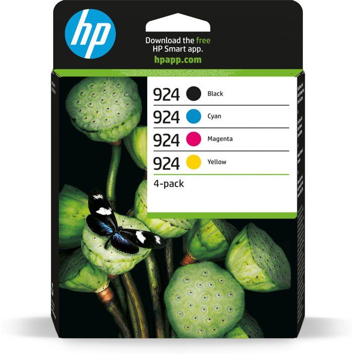 HP 924 Pack de 4 cartouches dencre noire cyan jaune et magenta authentiques (6C3Z1NE) - Pour HP OfficeJet Pro 9010 / 9020 series