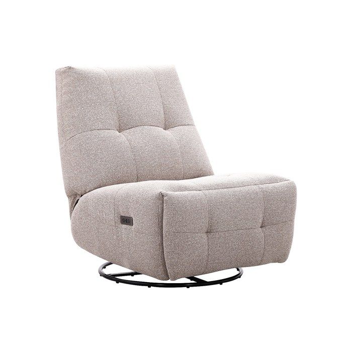 Fauteuil relax pivotant à bascule en tissu chenille beige COSADO