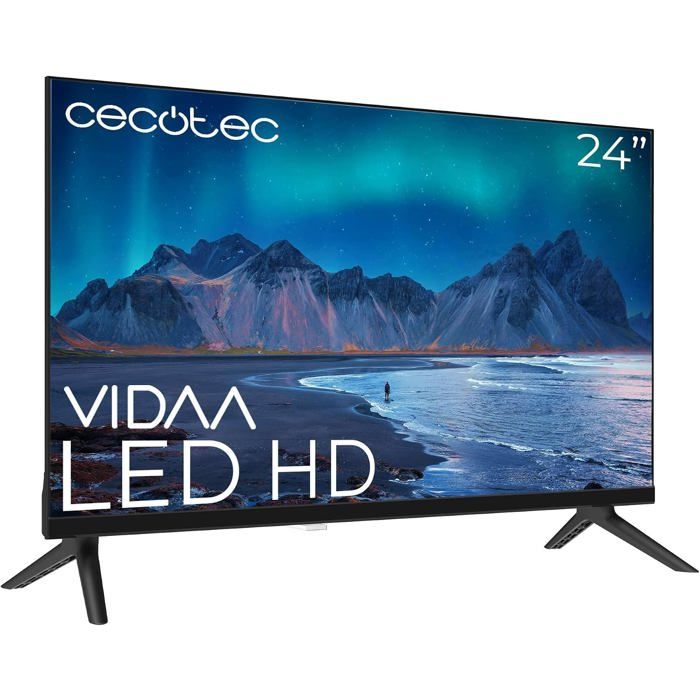 Smart TV LED 24 Pouces HD Série A5 ALH50024 VIDAA Dolby Audio WiFi Sortie Casque 3 HDMI 2 USB Téléviseur Connecté HDR Noir