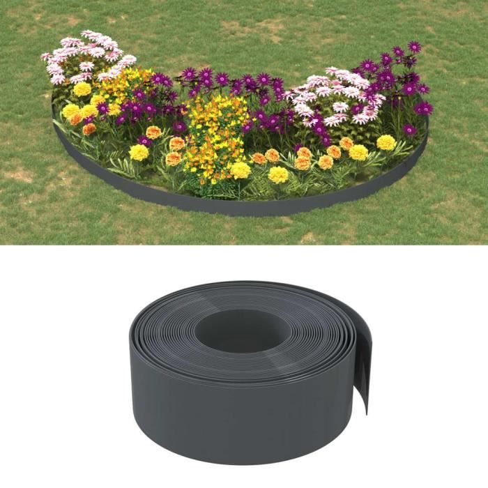 IDMarket Bordurette Jardin Flexible 10m Gris Anthracite + 30 Piquets - Hauteur 5cm