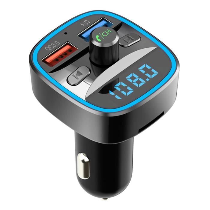 QC3.0 Lecteur Bluetooth Mp3 De Voiture Transmetteur FM Chargeur De Voiture Mp3 Bluetooth Pour Voiture Chargeur De Voiture Multifonction 5.0 Charge Rapide De Voiture Double USB Bluetooth Argent 