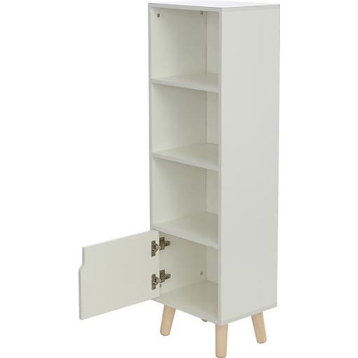 LUXS Commode Meuble de rangement avec 1 porte et 3 étagères Blanc en