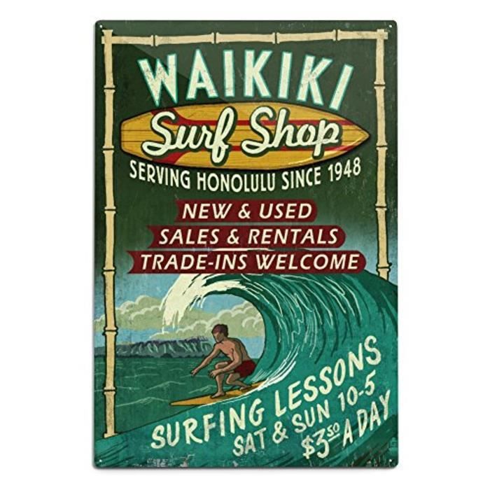 Sac De Voyage Uxou8 Waikiki Surf Shop Hawaii Surf Shop Vintage Sign 12x18 Sign Mur En Aluminium Decorations Pret A Accrocher Cdiscount Sport