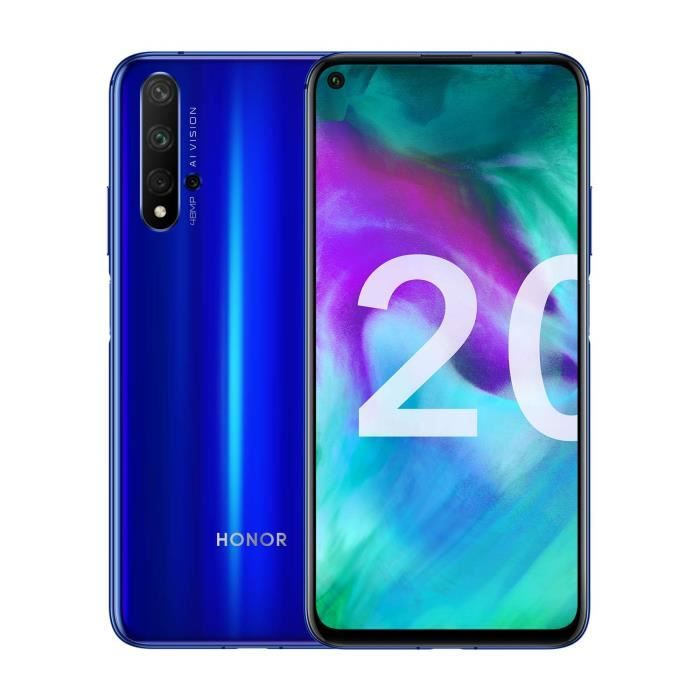Vente Téléphone portable Honor 20 - Smartphone Débloqué 4G - (Ecran : 6,26 Pouces - 6Go RAM - 128Go ROM, Double Nano SIM, Android P) Bleu saphir+ Coque of pas cher Vente Téléphone portable Honor 20 - Smartphone Débloqué 4G - (Ecran : 6,26 Pouces - 6Go RAM - 128Go ROM, Double Nano SIM, Android P) Bleu saphir+ Coque of pas cher