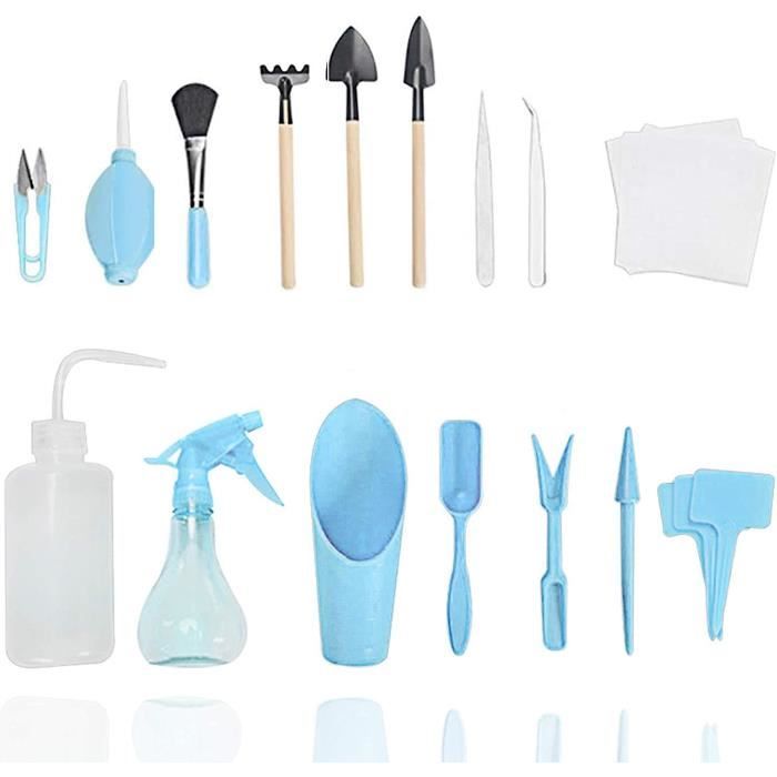 Opaltool Kit 15 Pièces Mini Outils De Jardinage Avec Tapis - Ensemble Complet Pour Plantes D'Intérieur, Succulentes Et Bonsaïs