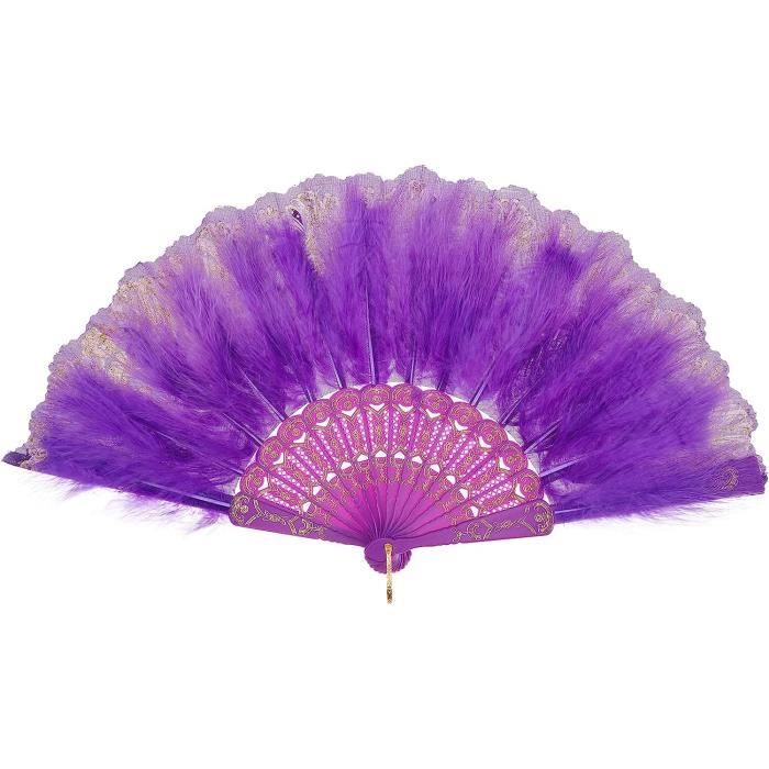 Éventail En Plumes De Marabou Style Art Déco Des Années 1920 - Accessoire De Soirée Gatsby Ou Déco Vintage