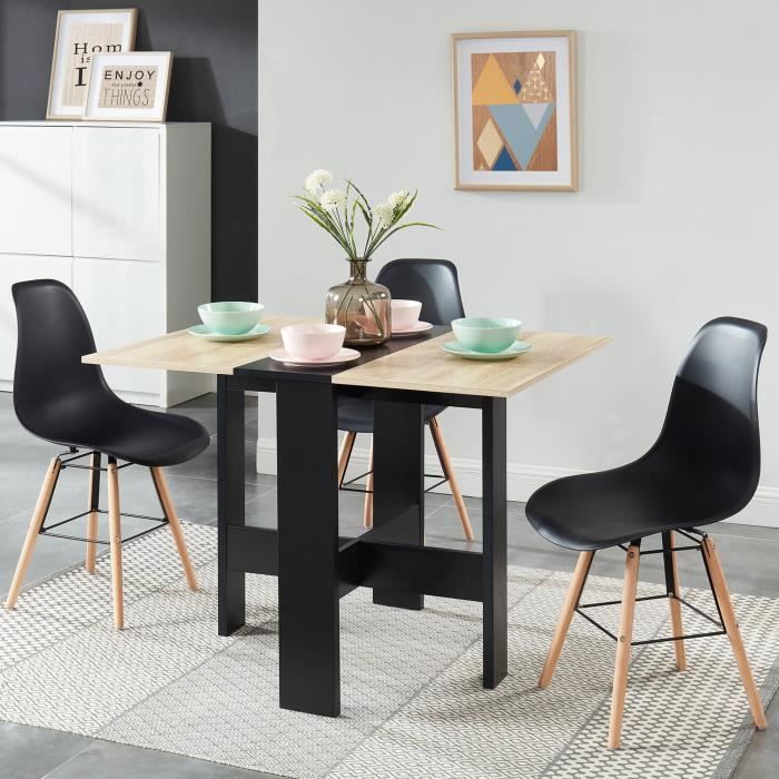 Papillon, Table Pliante Avec 2 Abattants, En Panneaux De Particules Me Chene Naturel 103 67 28x76x73 4 Lxpxa