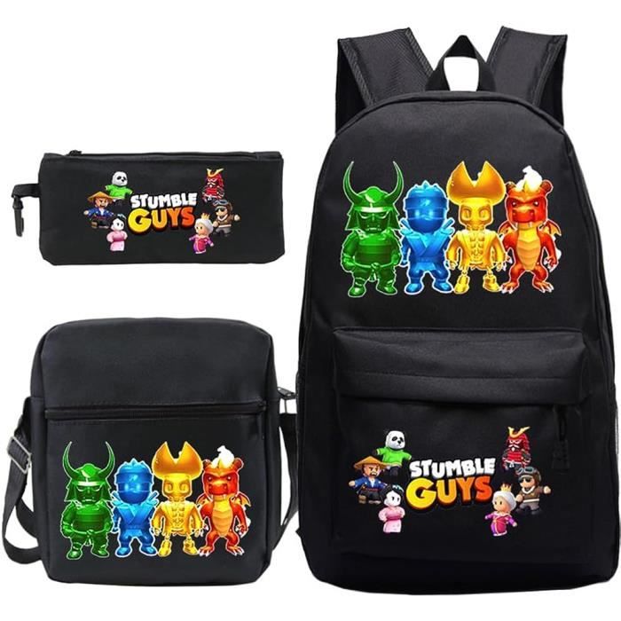 Ensemble Sac à Dos École 3 En 1 Motif Papillons - Sac + Boîte Déjeuner + Trousse - Noir