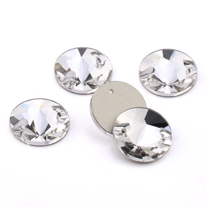 Strass à Coudre En Verre Cristal Plat - 10x14 Mm, Couleur Gris Hématite - Lot De 28 Pièces - Pour Robes De Mariée, Costumes, Scrapbooking - 5