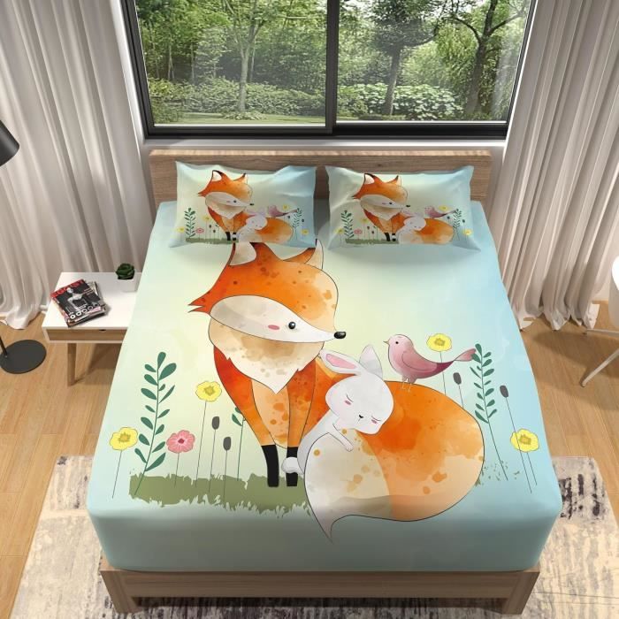 drap-housse-90x190-motif-dessin-anim-animal-renard-housse-de-matelas