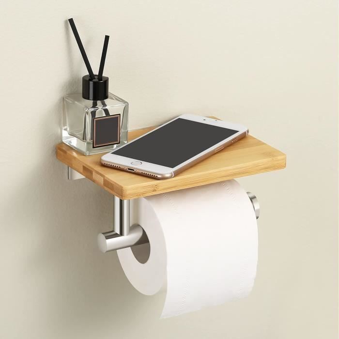 Rangement Papier Toilette 42L ELIHGTBY - Bambou Imperméable, Couvercle Fenêtre, Pliable Noir