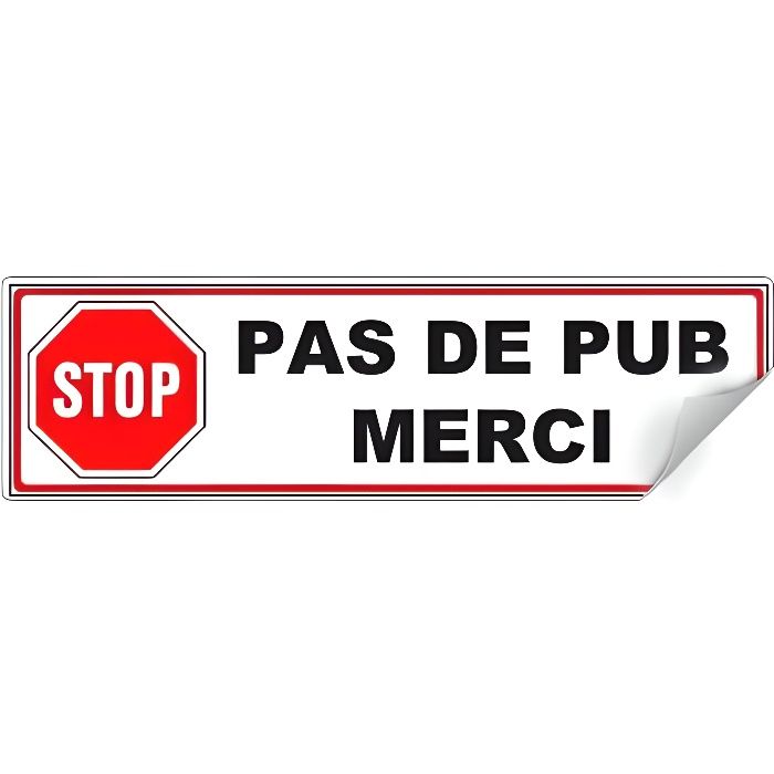 Étiquette STOP PUB pour boîte aux lettres