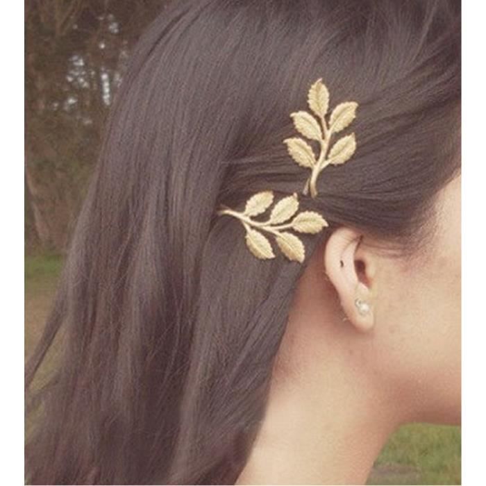 Barrette pince feuille doré bijou de cheveux Barrette pince feuille doré bijou de cheveux