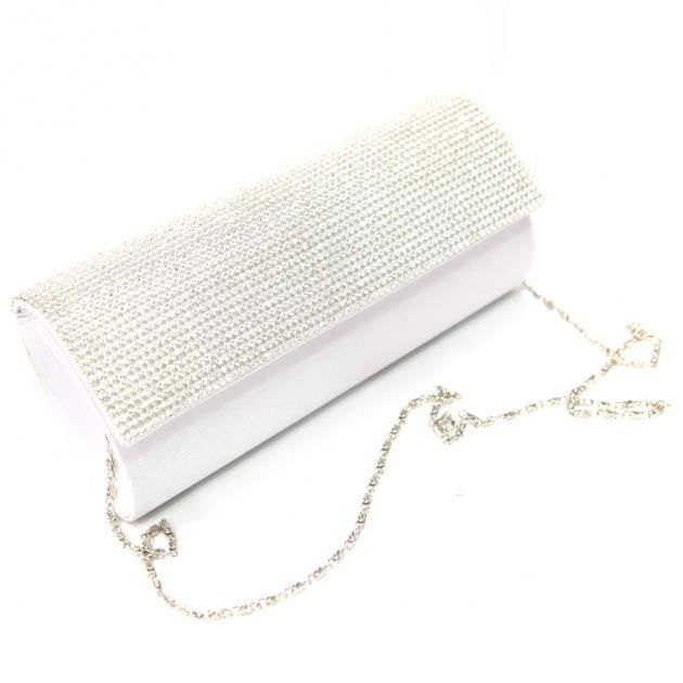 Sac Pochette Strass Soiree Mariage Sxd120015 Blanc Blanc Achat