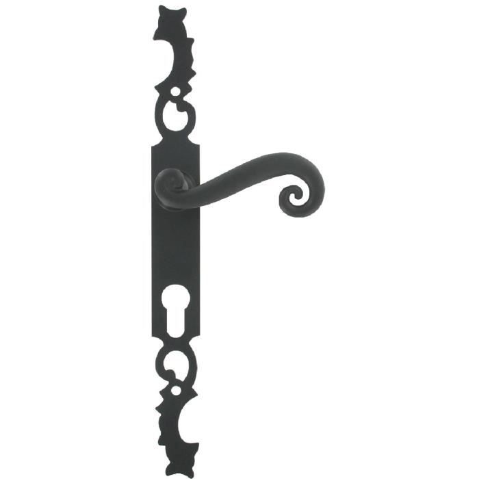 COQ 1/2 béquille droite de porte extérieure ou portail rustique en zamak imitation fer forgé noir 