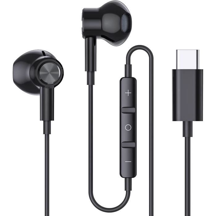 Ecouteurs USB C HiFi Magnétique USB Type C Écouteurs USB C avec Micro et contrôle du Volume pour