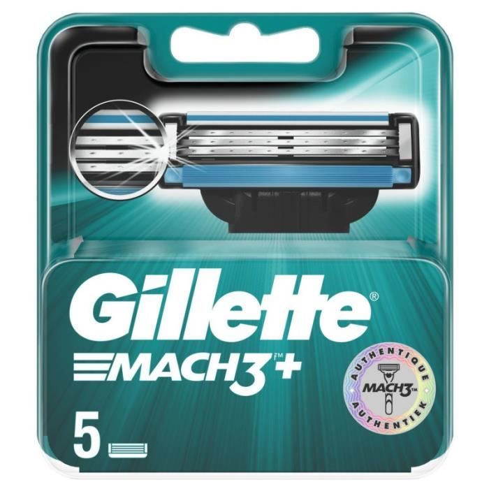 Gillette Mach3+ Lames de Rasoir Authentiques pour Homme 5 Recharges (lot de  3 soit 15 recharges) - Cdiscount Au quotidien